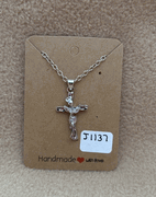 Silver Rose Cross Necklace