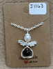 Black Bead Heart Angel Necklace 