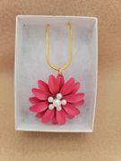 Dark Pink Flower Necklace 