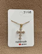 Gold Rhinestone Cross necklace