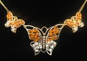 Orange and White Beading Butterfly Necklace