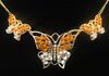 Orange and White Beading Butterfly Necklace