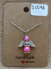 Pink Beaded Angel Necklace 