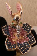Punk Colorful Enamel Flowers and Bird Animal Design Gold Color Ring
