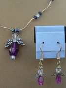 Purple Angel Necklace With Earrings
