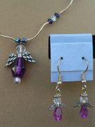 Purple Angel Necklace With Earrings