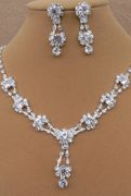 Rhinestone Clear Crystal Tear Drop Earrings Elegant Earrings and Necklace