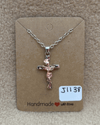 Rose Gold Rose Cross Necklac