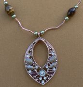 Tiger-Eye Faceted Oval Bead Teardrop Necklace