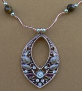 Tiger-Eye Faceted Round Bead Teardrop Necklace