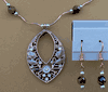 Tiger-Eye Faceted Round Bead Teardrop Necklace With Earring