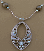 Tiger-Eye Flat Round Bead Teardrop Necklace