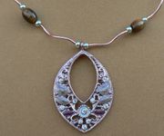 Tiger-Eye Oval Beads Teardrop Necklace