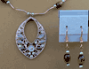 Tiger-Eye Oval Beads Teardrop Necklace With Earrings