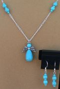 Turquoise Angel Necklace With Earrings