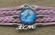 Unicorn Photo Glass Cabochon Charm Wrap Bracelet