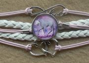 Unicorn Photo Glass Cabochon Leather Charm Wrap Bracelet 