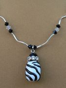 Oval Zebra Strip Pendent