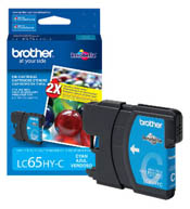 Brother LC65HYC High Yd Cyan Ink Cartridge 750 Yd (OEM)