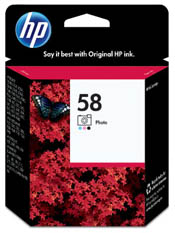 Hewlett Packard C6658AN 58 Photo Ink Cartridge 140 Yield (OEM)