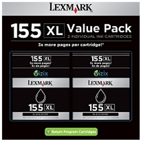 Lexmark 14N1837 #155XL Twin Pack Black (OEM)