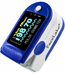 FL350 Fingertip Pulse Oximeter - Blood Oxygen Monitor (Blue) - with Case, FDA 510(k) cleared