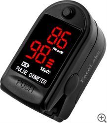 CMS-50DL Fingertip Pulse Oximeter - Blood Oxygen Monitor (Black) - with Case