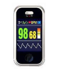 Finger pulse oximeter with alarm and perfusion index(PI)