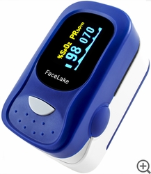 FL-100 Fingertip Pulse Oximeter - Blood Oxygen Monitor with Alarm & Case