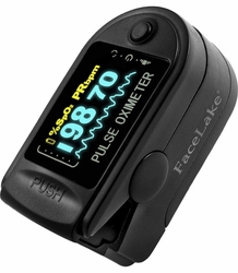 FL350 Fingertip Pulse Oximeter - Blood Oxygen Monitor (Black) - with Case, FDA 510(k) cleared