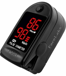 FL400 Fingertip Pulse Oximeter - Blood Oxygen Monitor (Black) - with Case, FDA 510(k) cleared