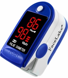 FL400 Fingertip Pulse Oximeter - Blood Oxygen Monitor (Blue) - with Case, FDA 510(K) cleared