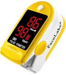 FL400 Fingertip Pulse Oximeter - Blood Oxygen Monitor (Yellow) - with Case, FDA 510(k) cleared