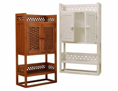 Cottage Bathroom Wicker Cabinet