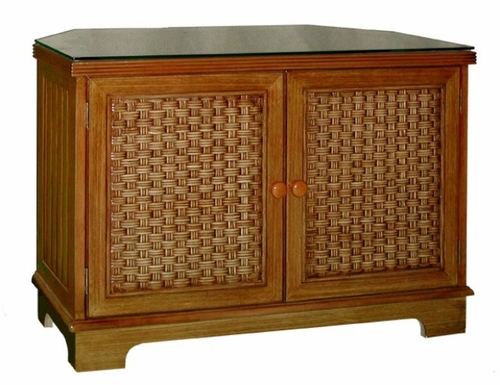 Cottage Wicker Corner TV Cabinet