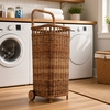 French Country Market Rattan Basket Cart