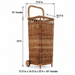 French Country Market Rattan Basket Cart