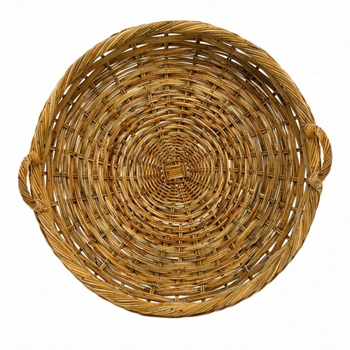 French Country Round Rattan Tray