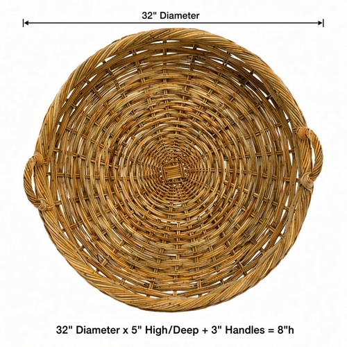 French Country Round Rattan Tray