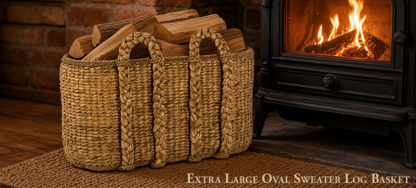 Large Oval Sweater Weave Log Basket