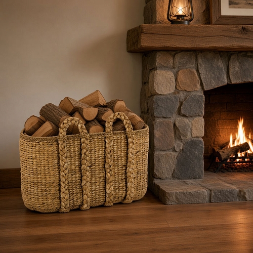 Large Oval Sweater Weave Log Basket