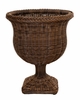 Outdoor Wicker Braided Urn and Pedestal