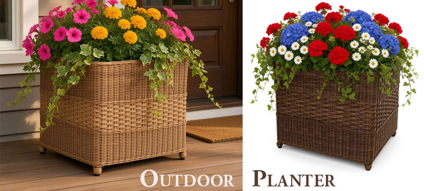 Outdoor Wicker Planter