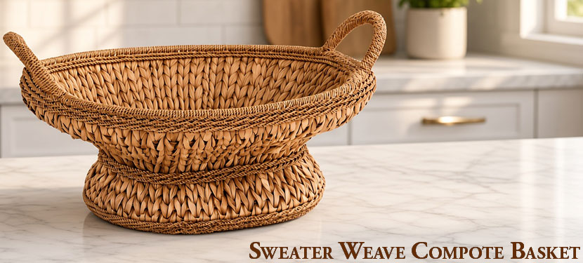 Sweater Weave Wicker Compote Basket