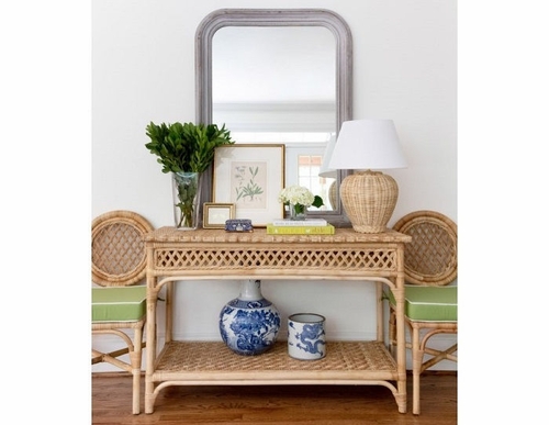 Trellis Wicker Console Table
