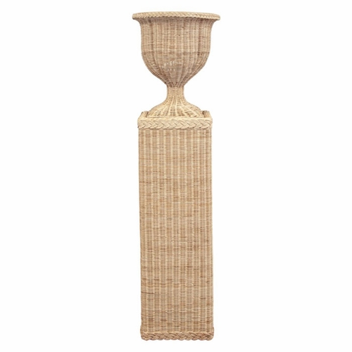 Wicker Urn and Pedestal