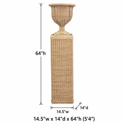 Wicker Urn and Pedestal
