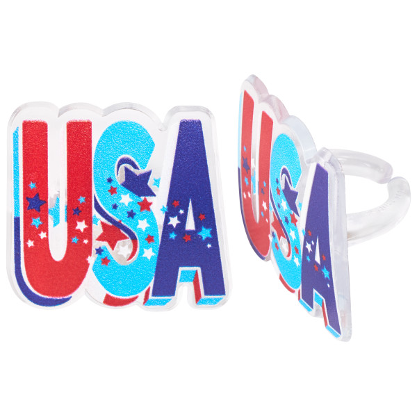 Patriotic Cake Toppers USA Cupcake Rings