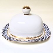 Cobalt Net Bone China Butter Dish