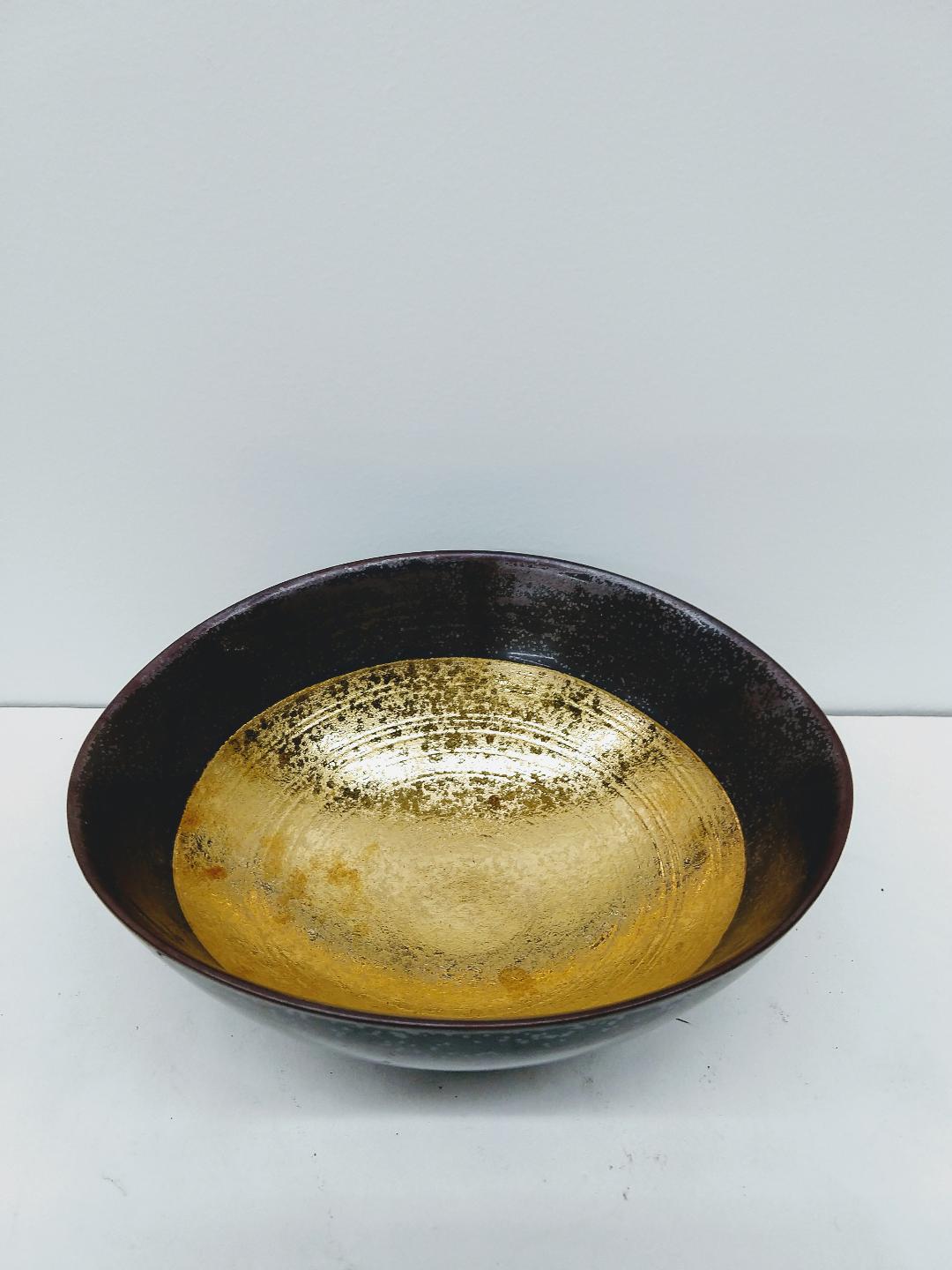 Gold Brown Oval Bowl